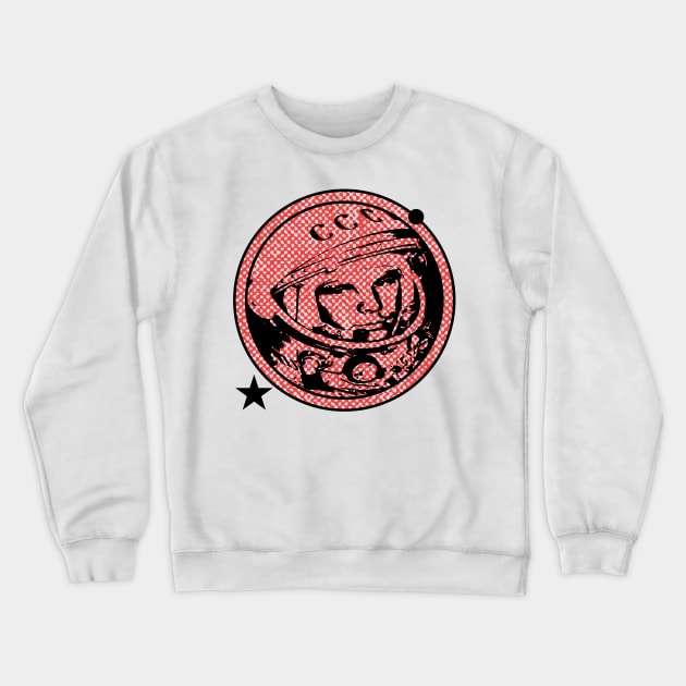 Yuri Gagarin - The First Man In Outer Space - (Red Print) Crewneck Sweatshirt by RCDBerlin